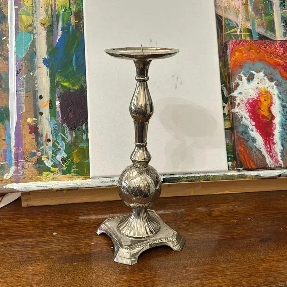 Silver Toned Candle Holder